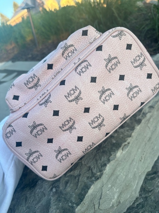 MCM Pink Visetos Mini Backpack with Gold Hardware main image 5